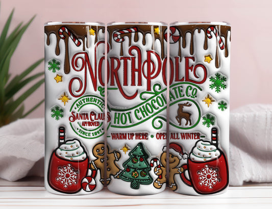 3D Inflated Northpole Hot Chocolate Christmas Tumbler Wrap