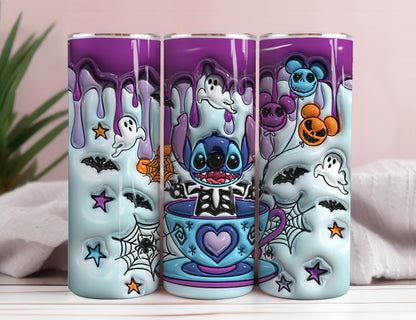 3D Aufgeblasener Becher, Cartoon Tumbler Wrap, Halloween Aufgeblasener Becher, Gruselige Jahreszeit, Gruselige Vibes, Halloween Tumbler, Full Tumbler Wrap, Png