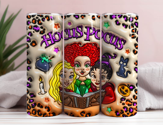 3D Aufgeblasener Hexenbecher Wrap, 3D Tumbler Design, Sanderson Sisters Tumbler Sublimation, 3D Halloween Tumbler Png, Gruselige Vibes, Png Datei