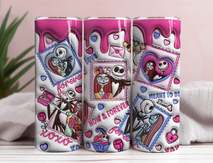 3D Jack und Sally Valentine Tumbler Design PNG, 3D aufgeblasene Valentine Tumbler Wraps, 20oz Skinny Tumbler, Xoxo Png, PNG Digitaler Download