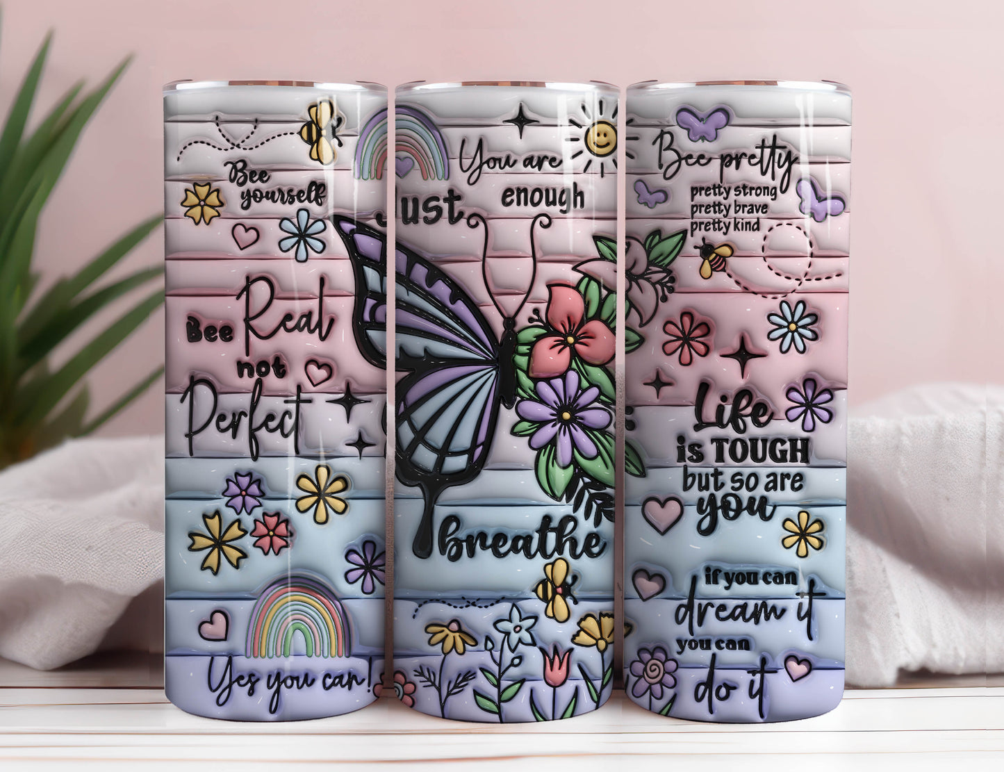 3D Positive Affirmations Inflated Tumbler Wrap 3D 2