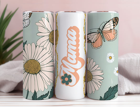 Retro Mama 20oz Sublimation Tumbler Design, Mom Aesthetic Floral - VartDigitals