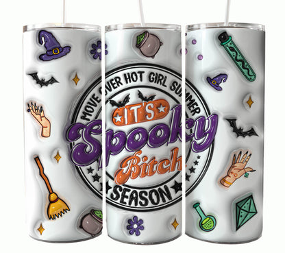 3D Inflated Funny Halloween 20oz Skinny Tumbler Wrap PNG