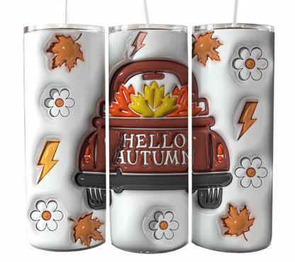 3D inflated Season Fall Tumbler Wrap, 20oz Skinny Sublimation Tumbler Design