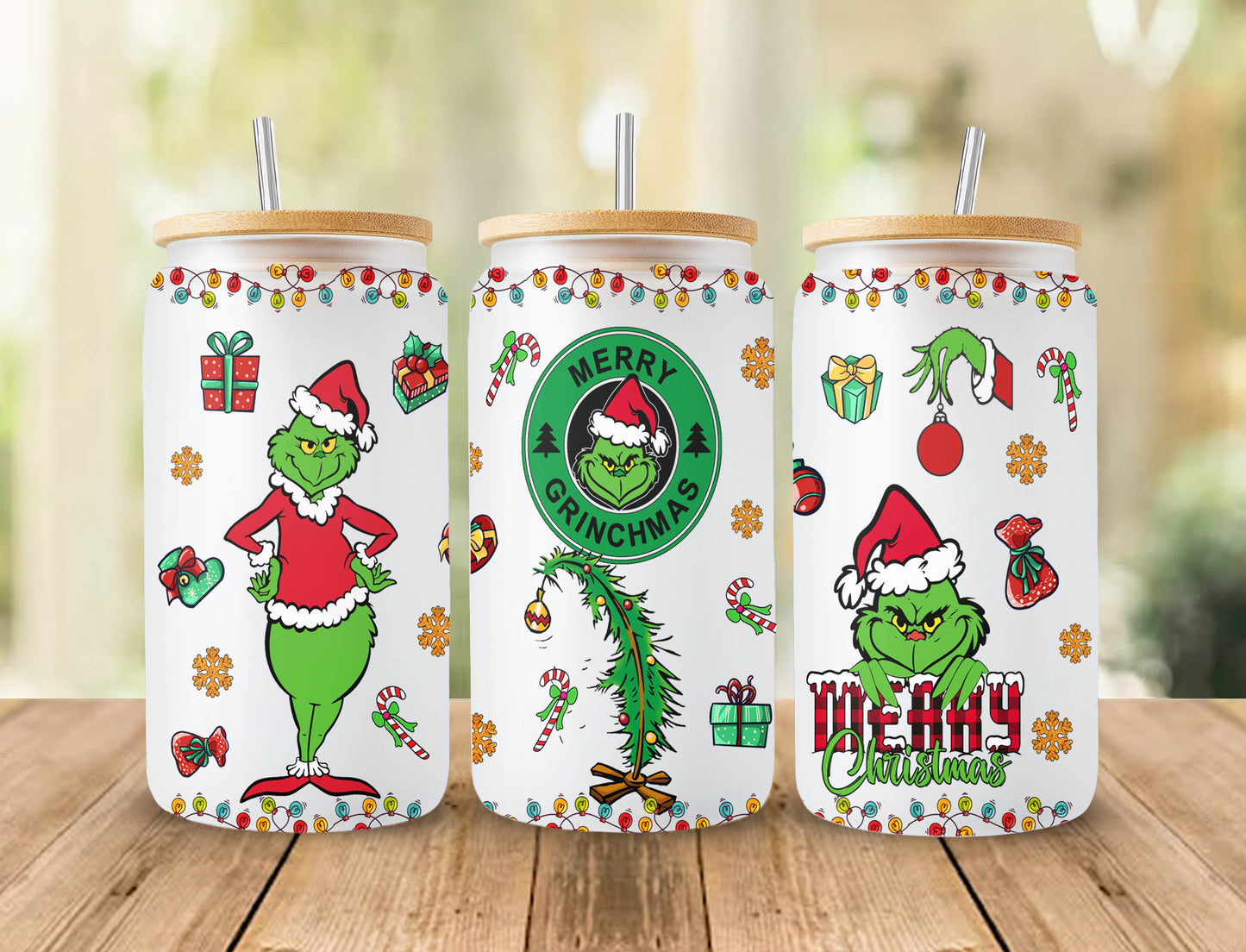 Cartoon Weihnachtsbecher Wrap, 16oz Dosenglas Wrap, Frohe Weihnachten Dosenglas, My Day Libbey Dosenglas, Weihnachtsstimmung, Weihnachtsstich Wrap 3