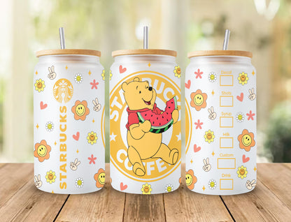 Spring Bear 16oz Glass Can Wrap, 16oz Libbey Can Glass