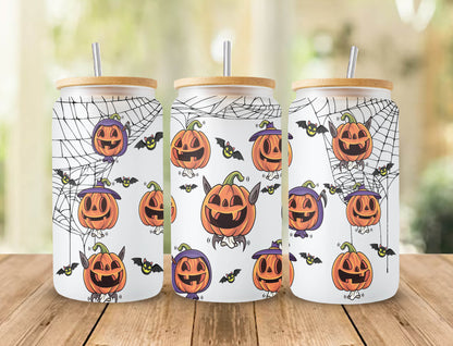 16oz Libbey Can Glass PNG, King Full Wrap For Libbey Can Glass 16oz, Halloween Cup PNG