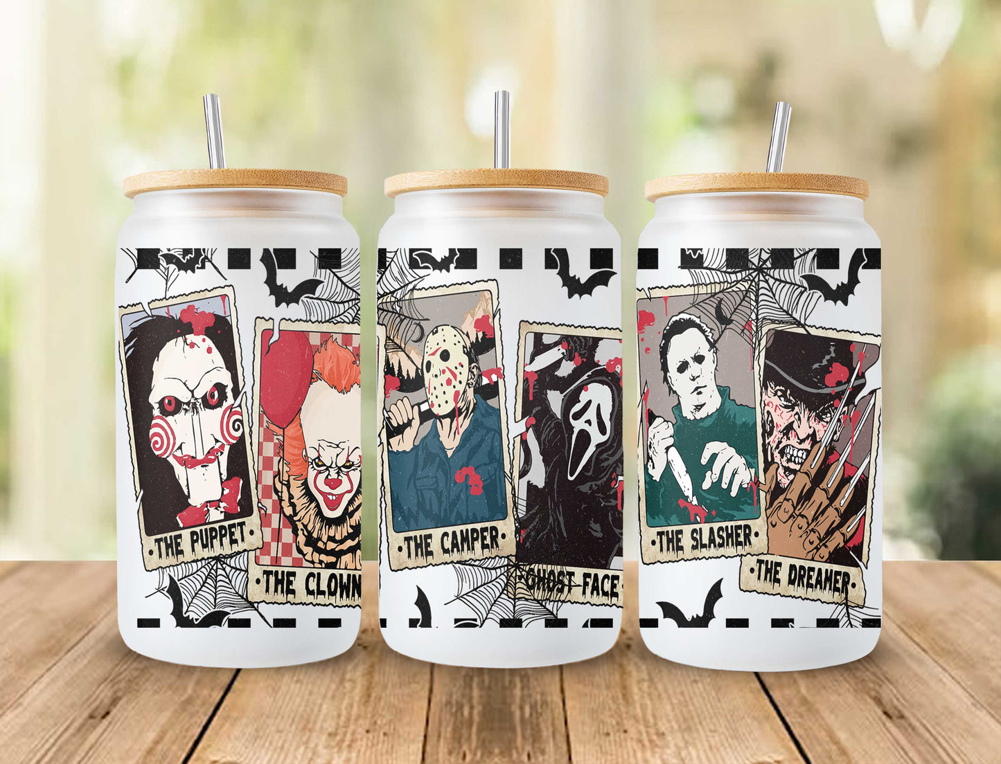 Horror Glass Wrap png, Horror  PNG, Halloween 16oz Libbey Full Wrap PNG 3