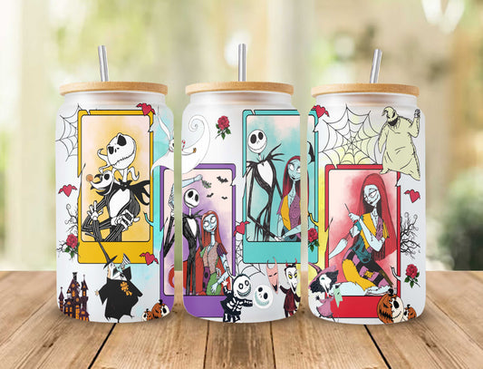 Gruseliger Film Nightmare Tumbler Wrap, 16oz Dosenglas, Jack und Sally Full Tumbler Wrap, Sublimationsdesign, Boo Bash, Jack Skellington Dosenglas 2 