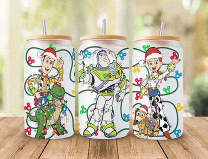 Weihnachts-Cartoon-16oz-Glasdosenverpackung PNG, Weihnachts-Libbey-Dosenverpackung, Libbey-Glasdose 16oz, Maus und Freunde, Puuh-Bär, Spielzeug, Grinch, Weihnachtsdosenverpackung, 16oz-Dosenverpackung