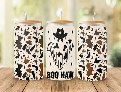 Boo Haw Cowboy Geist, Retro Country Geist Wilder Westen, Wir sind hier für die Boos 16 oz Libbey Glas, Libbey Gläser Wrap Png Dateien