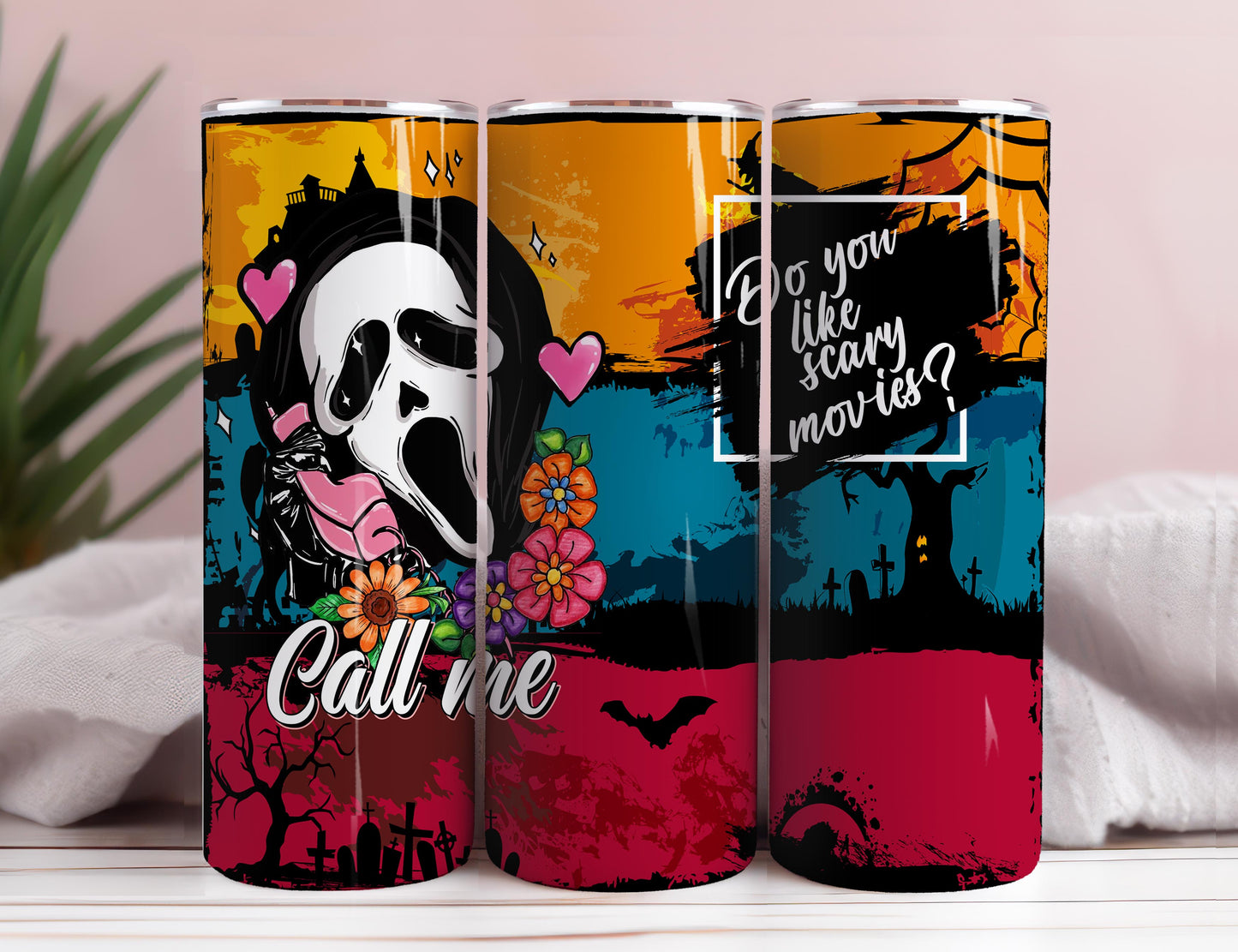 Horror Charaktere Tumbler Wrap, 20Oz Skinny Tumbler PNG, PNG Sublimation Design, Magst du Gruselfilme Tumbler Wrap, Sofortige digitale Downloads