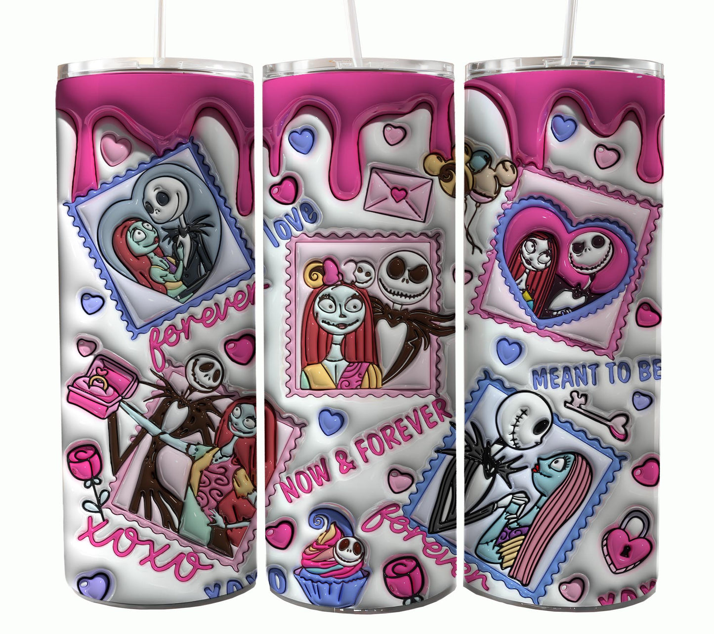 Nightmare Before Christmas Cartoon Charakter Tumbler Wrap Valentinstag 20Oz Tumbler Wrap Png Jack und Sally Tumbler Sublimation Design