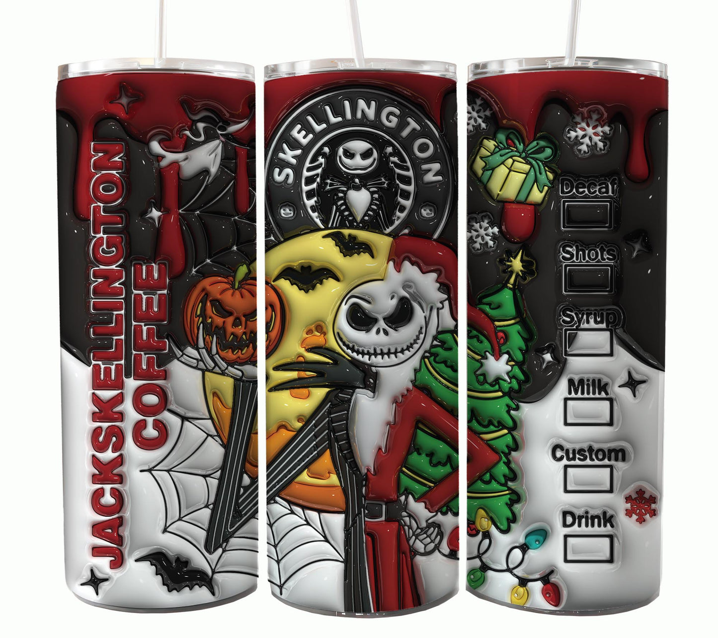 Nightmare Before Christmas Cartoon Charakter Tumbler Wrap Valentinstag 20Oz Tumbler Wrap Png Jack und Sally Tumbler Sublimation Design