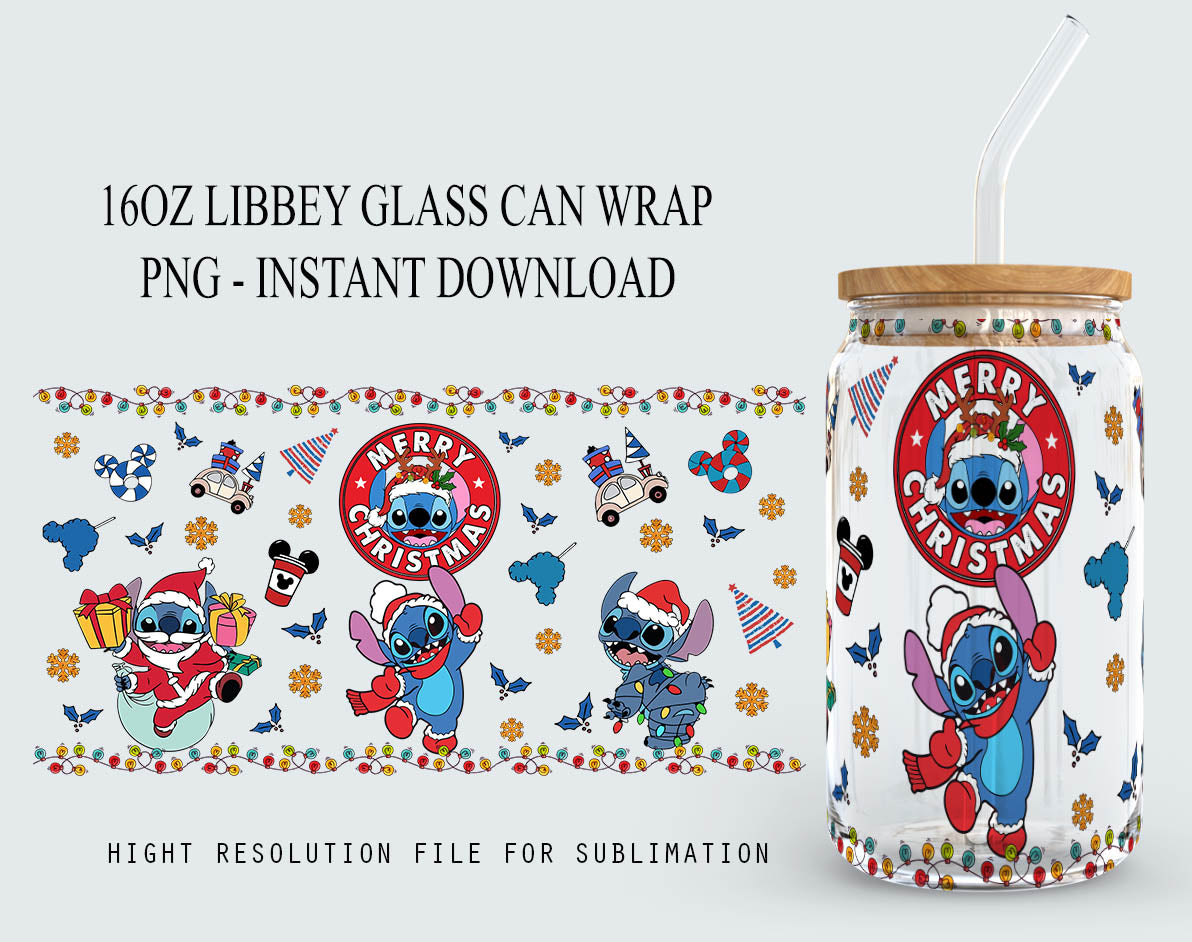 Cartoon Weihnachtsbecher Wrap, 16oz Dosenglas Wrap, Frohe Weihnachten Dosenglas, My Day Libbey Dosenglas, Weihnachtsstimmung, Weihnachtsstich Wrap 4