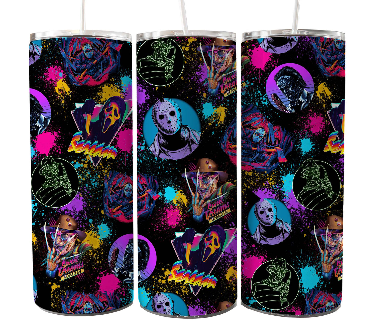 Bundle Horror Charaktere 20oz Skinny Tumbler Sublimation Designs Zeitung Horror Bundle Png Tumbler Straight Digital Download 2