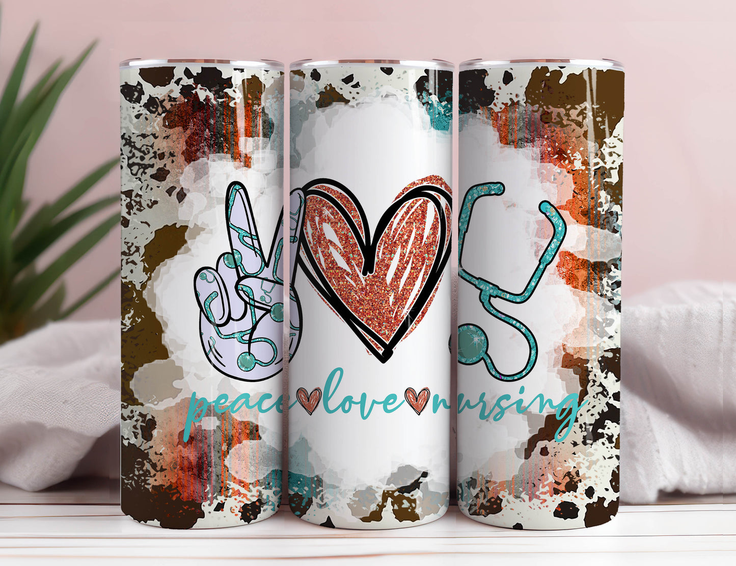 Nurse Tumbler Wrap 20 oz Skinny Tumbler PNG 4