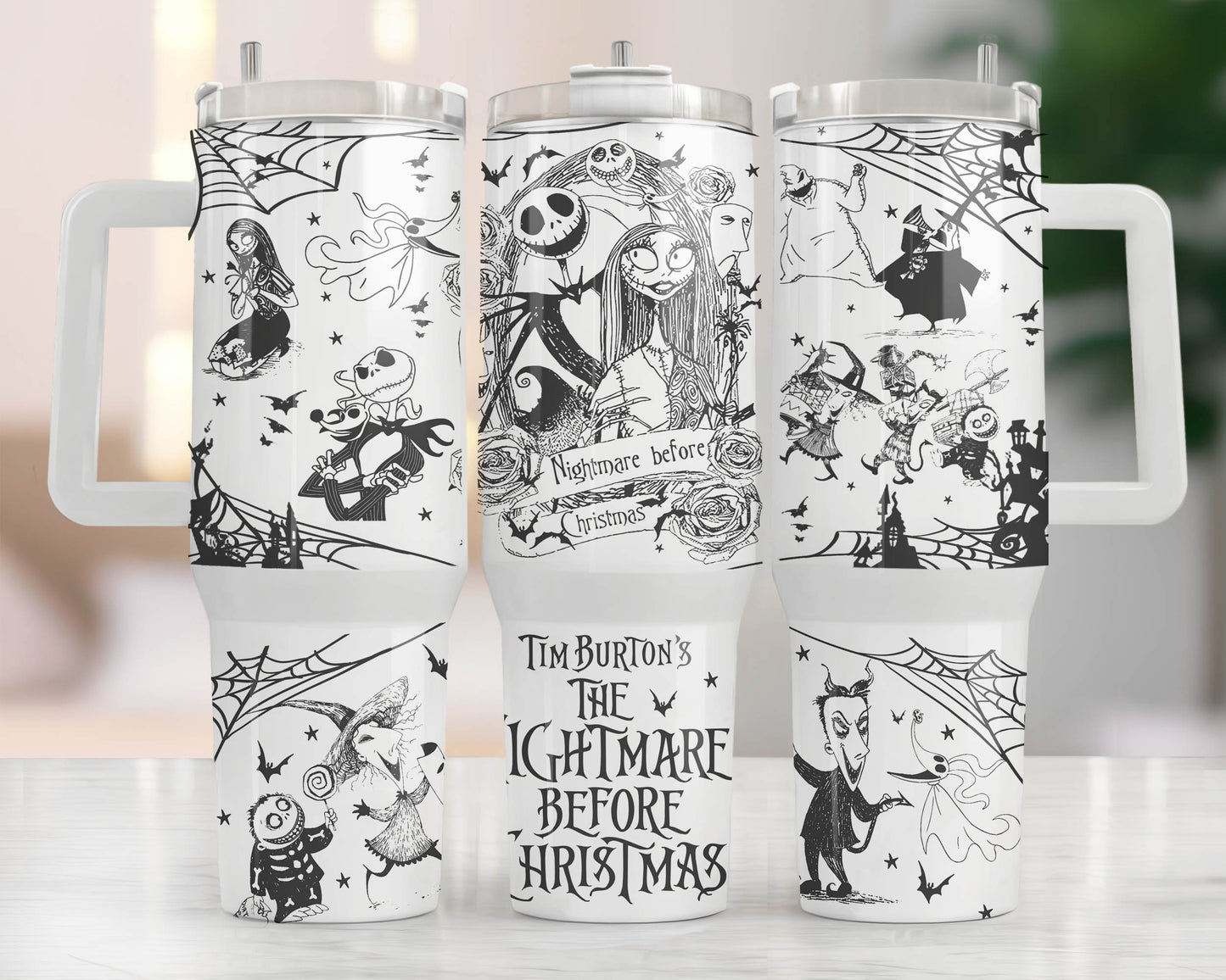 Bundle Cartoon-Figuren 40 oz Tumbler Wrap, Halloween Quencher Tumbler Sublimation, Cartoon Tumbler Png, Princess Wrap, Nightmare Scary