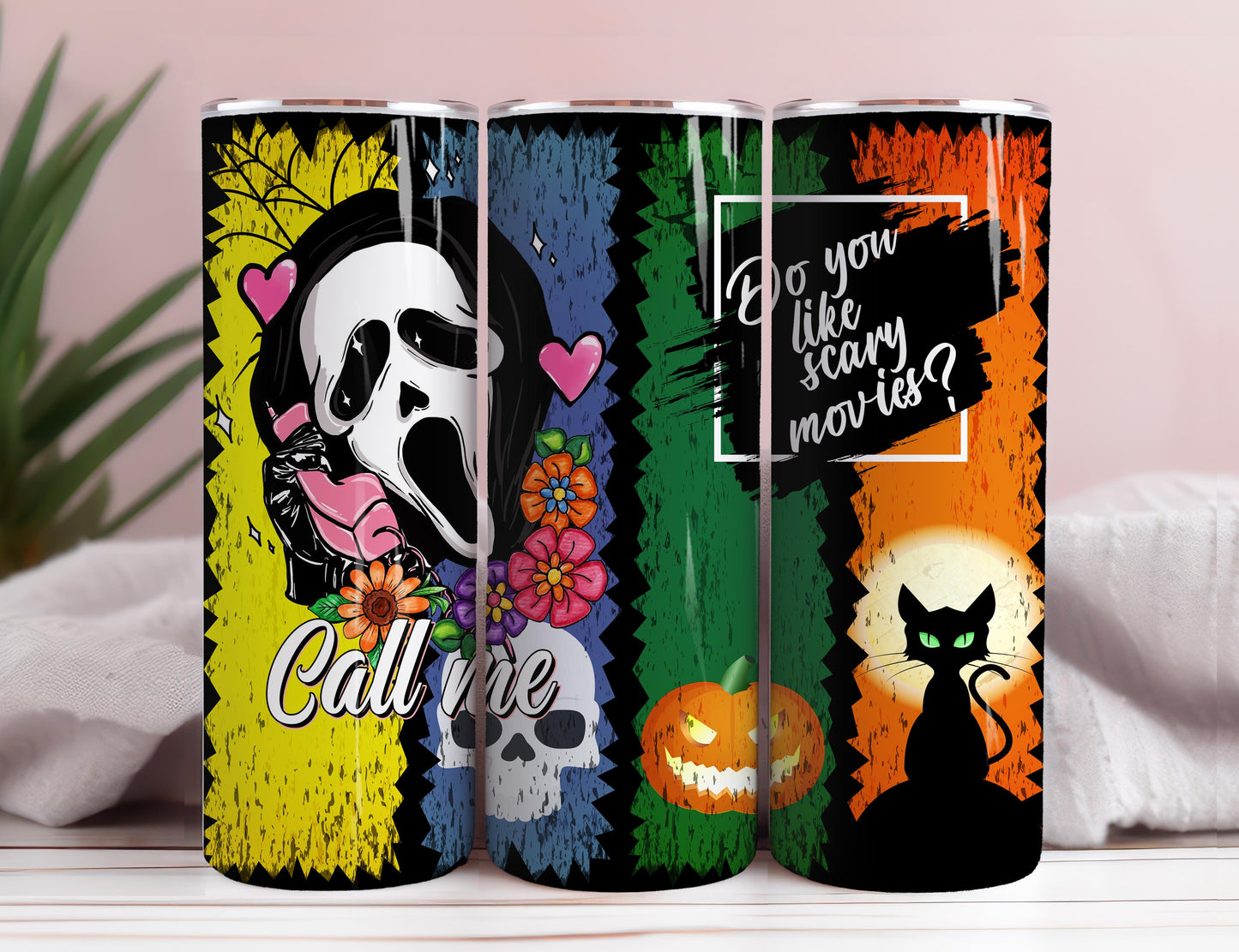 Horror Charaktere Tumbler Wrap, 20Oz Skinny Tumbler PNG, PNG Sublimation Design, Magst du Gruselfilme Tumbler Wrap, Sofortige digitale Downloads