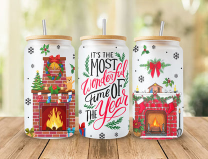 It's The Most Wonderful Time Of The Year 16oz Glass Can Sublimation Design