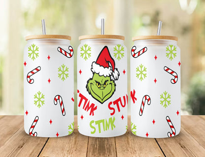 Weihnachten Green Mean Guy Libbey Glasdose Wrap Png Bundle, Weihnachtsfilm 16oz Libbey Dose, Stanley Tumber, Sofortiger Download, PNG nur Wrap