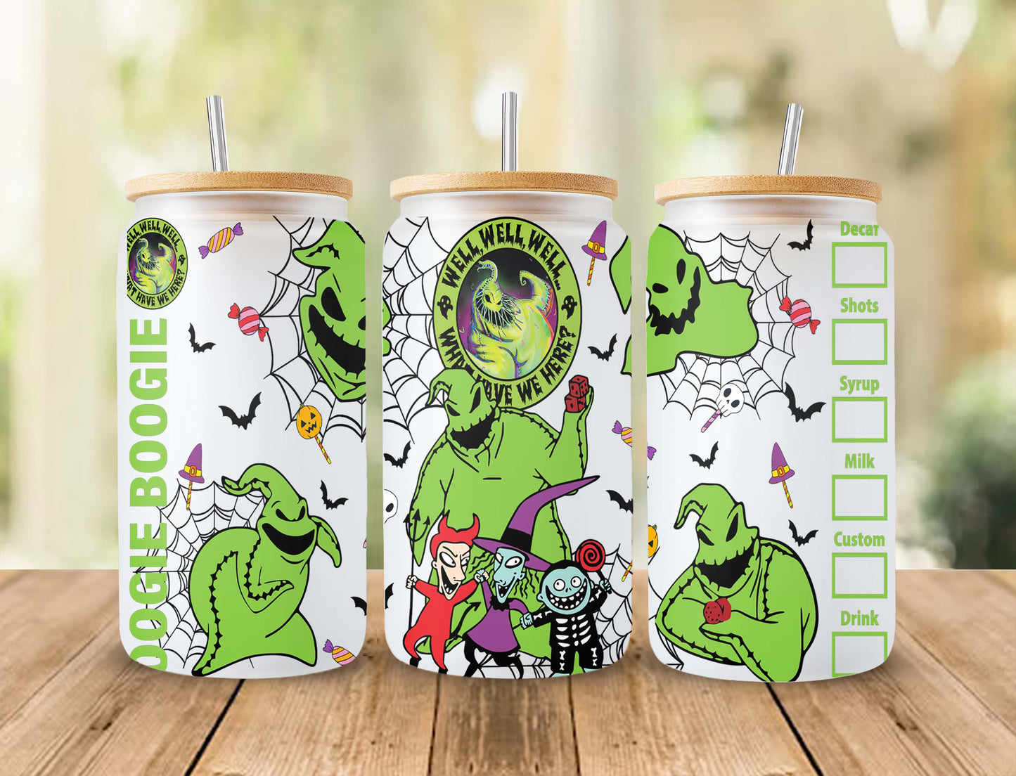 Horror Charakter Tumbler Wrap, 16oz Dose Glas Wrap, Cartoon Dose Glas, Gruselige Vibes Dose Glas, Halloween Png, Sublimation Design Png 