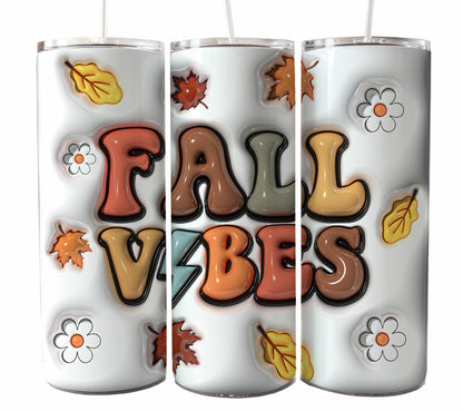 3D inflated Season Fall Tumbler Wrap, 20oz Skinny Sublimation Tumbler Design