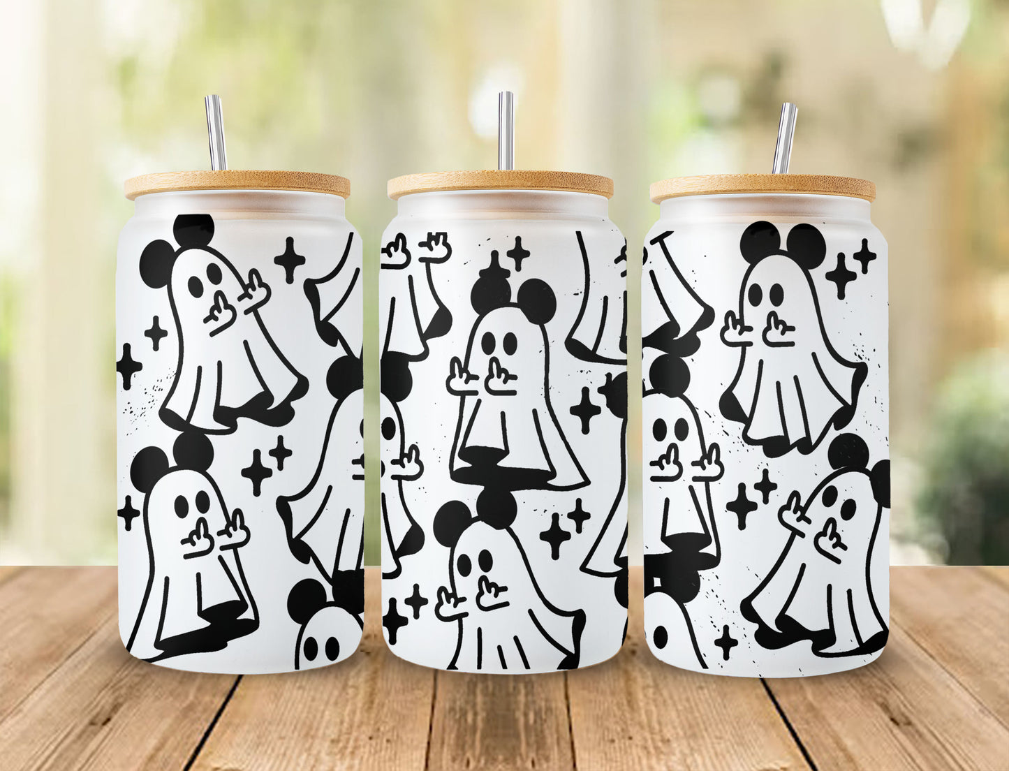 Halloween Mickey Ohren Glas Wrap PNG, Mickey Ohren Bundle PNG, Mickey Geister Glas Wrap, Kürbis PNG, 16oz Libbey Full Wrap PNG, Dose Glas PNG