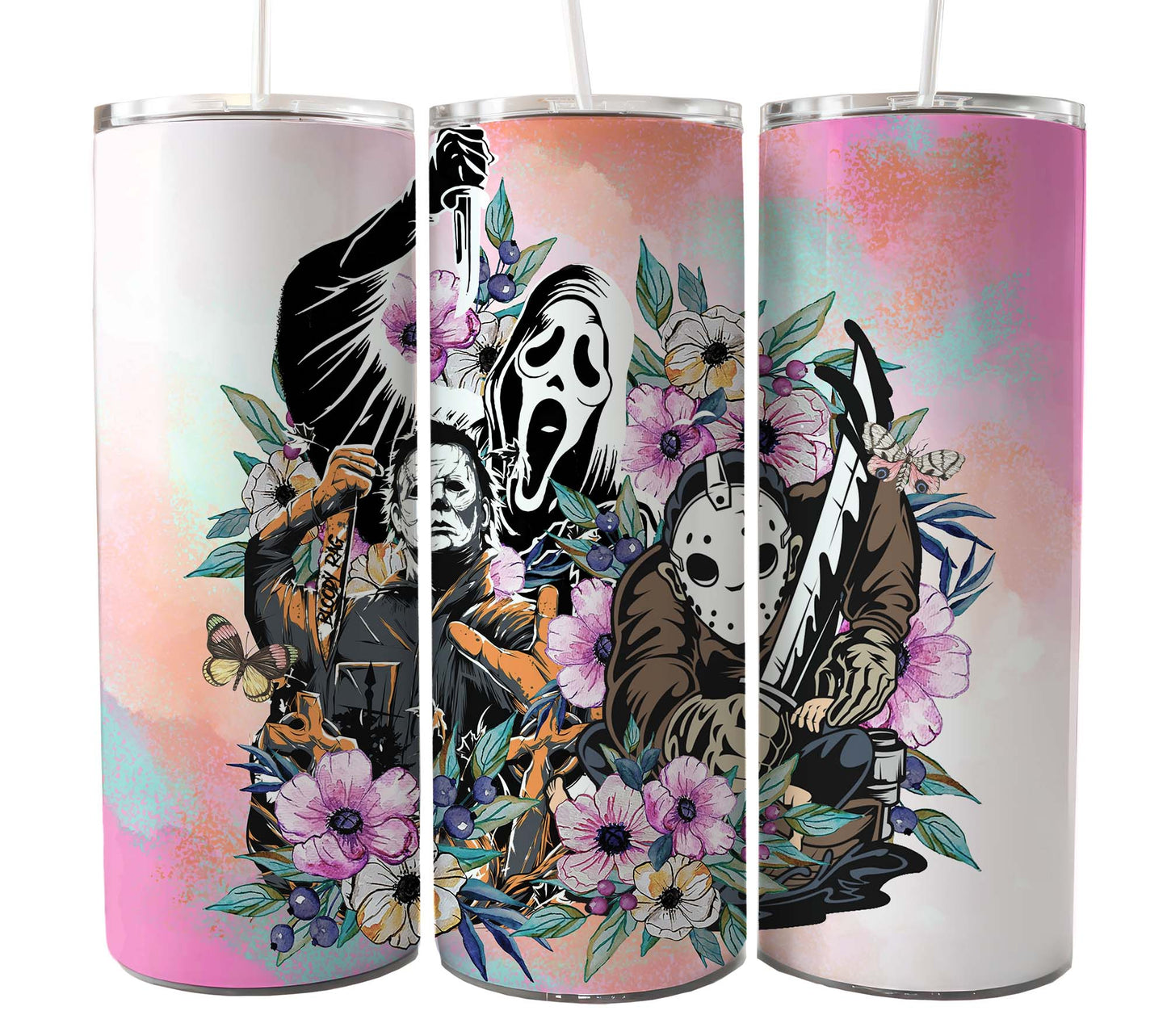 Bundle Horror Charaktere 20oz Skinny Tumbler Sublimation Designs Zeitung Horror Bundle Png Tumbler Straight Digital Download 2