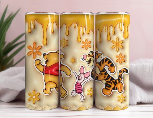 3D Inflated Cartoon Tumbler Wrap, Pooh Tumbler, 3D Winnie Inflated Tumbler Wrap, Puffy Pooh Bear Tumbler, 20oz tumbler PNG Download 9 - VartDigitals