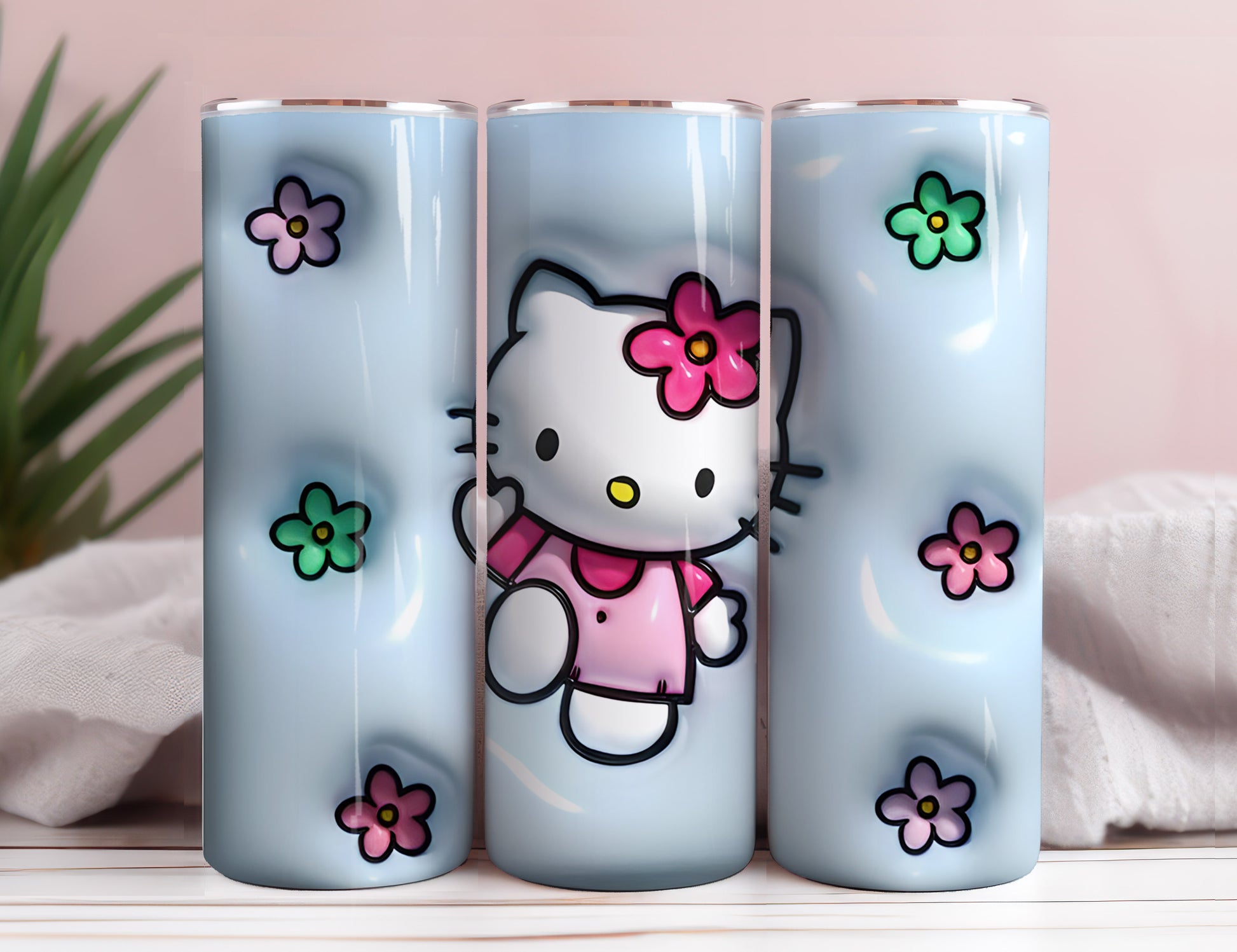 Hello Kitty Coffee Tumbler Bundle, Spring Flower Pink Cat PNG, 20oz Straight Skinny Wrap, Cartoon Tumbler, Tumbler Wrap, Full Tumbler Wrap 13 - VartDigitals