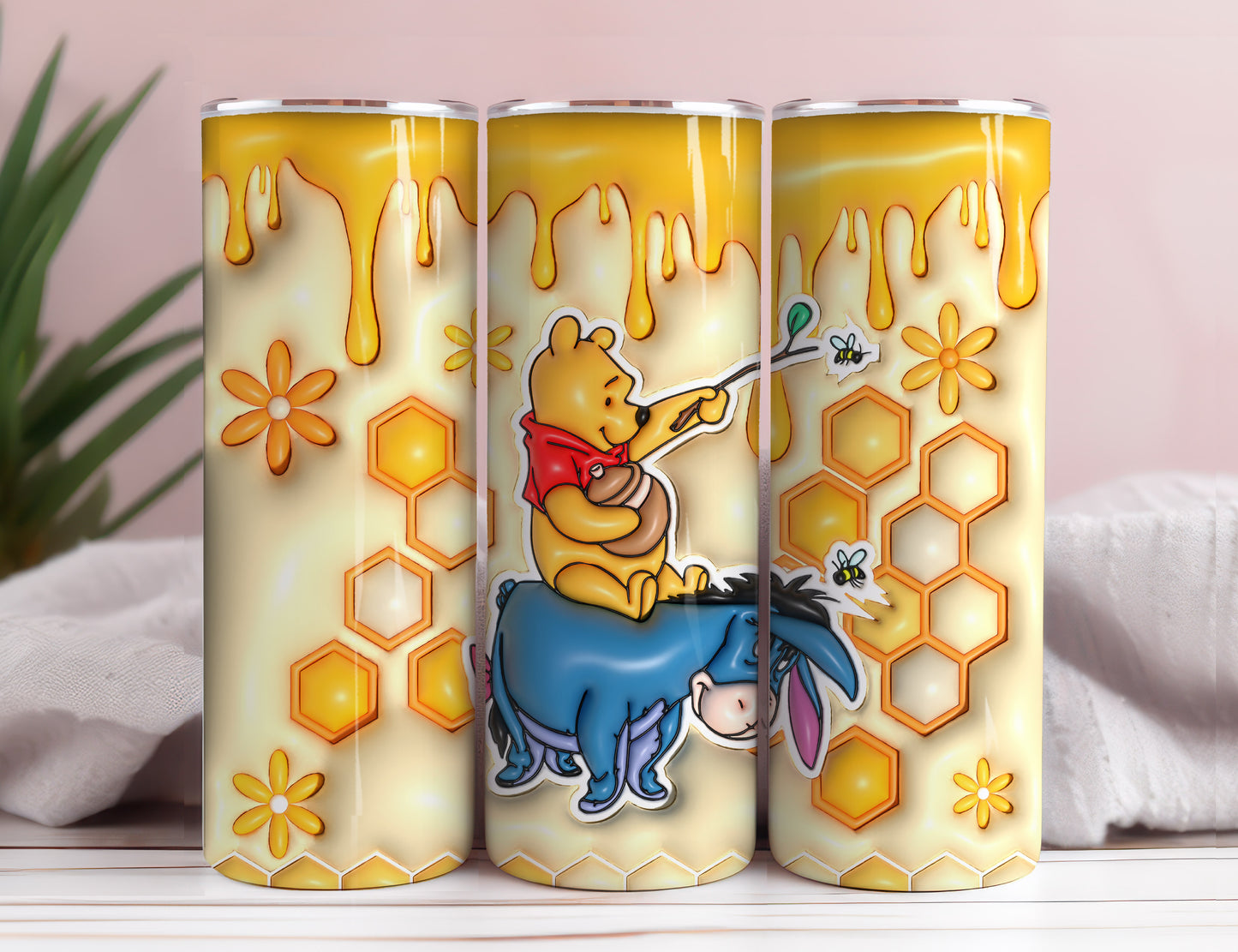 3D Inflated Cartoon Tumbler Wrap, Pooh Tumbler, 3D Winnie Inflated Tumbler Wrap, Puffy Pooh Bear Tumbler, 20oz tumbler PNG Download 7 - VartDigitals