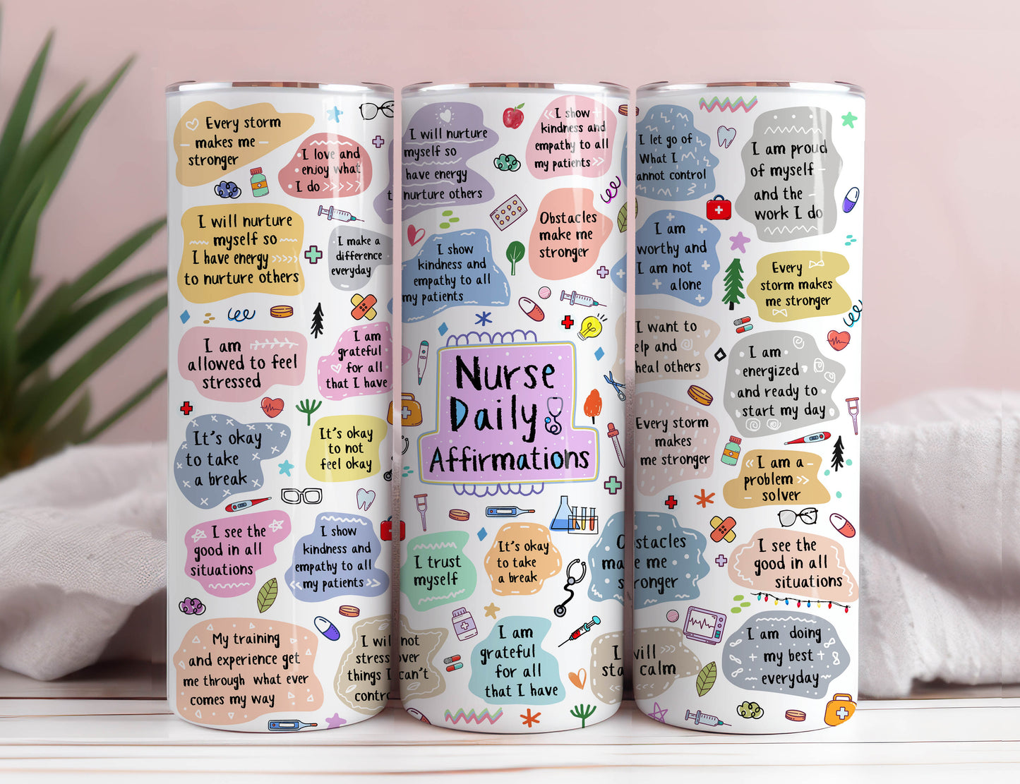 Nurse Tumbler Wrap, 20 Oz Skinny Sublimation Tumbler Design PNG