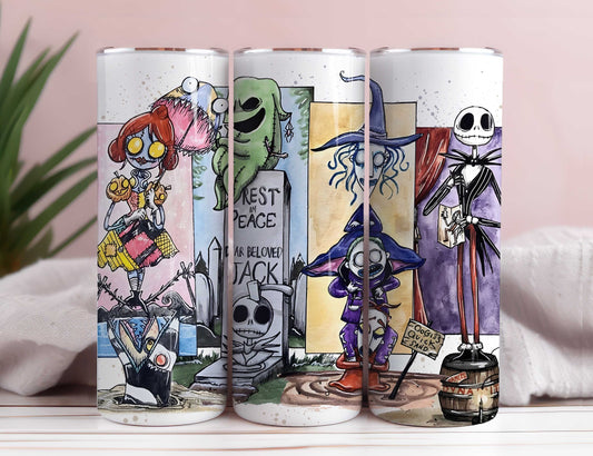 Alptraum-Becher, Jack Sally, Gruselfilm-Becher, 20oz Skinny Tumbler, Jack Skellington Tumbler, Halloween Wrap, Trick or Treat Png