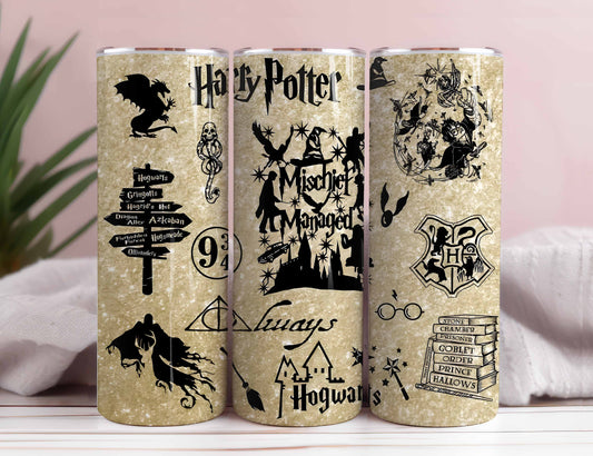 Magischer 20 oz Tumbler Wrap PNG, HP Skinny Tumbler Sublimation, Zauberer Tumbler Png, Potterhead Tumbler Png, Hogwarts Wrap, Harry Magic