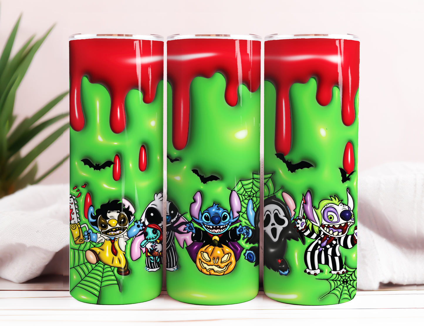 3D Cartoon Tumbler Wrap Design Bundle, Inflated Halloween Tumbler Wrap PNG Bundle, Digital Download, Bubble Horror 20 oz Tumbler Wrap PNG - VartDigitals