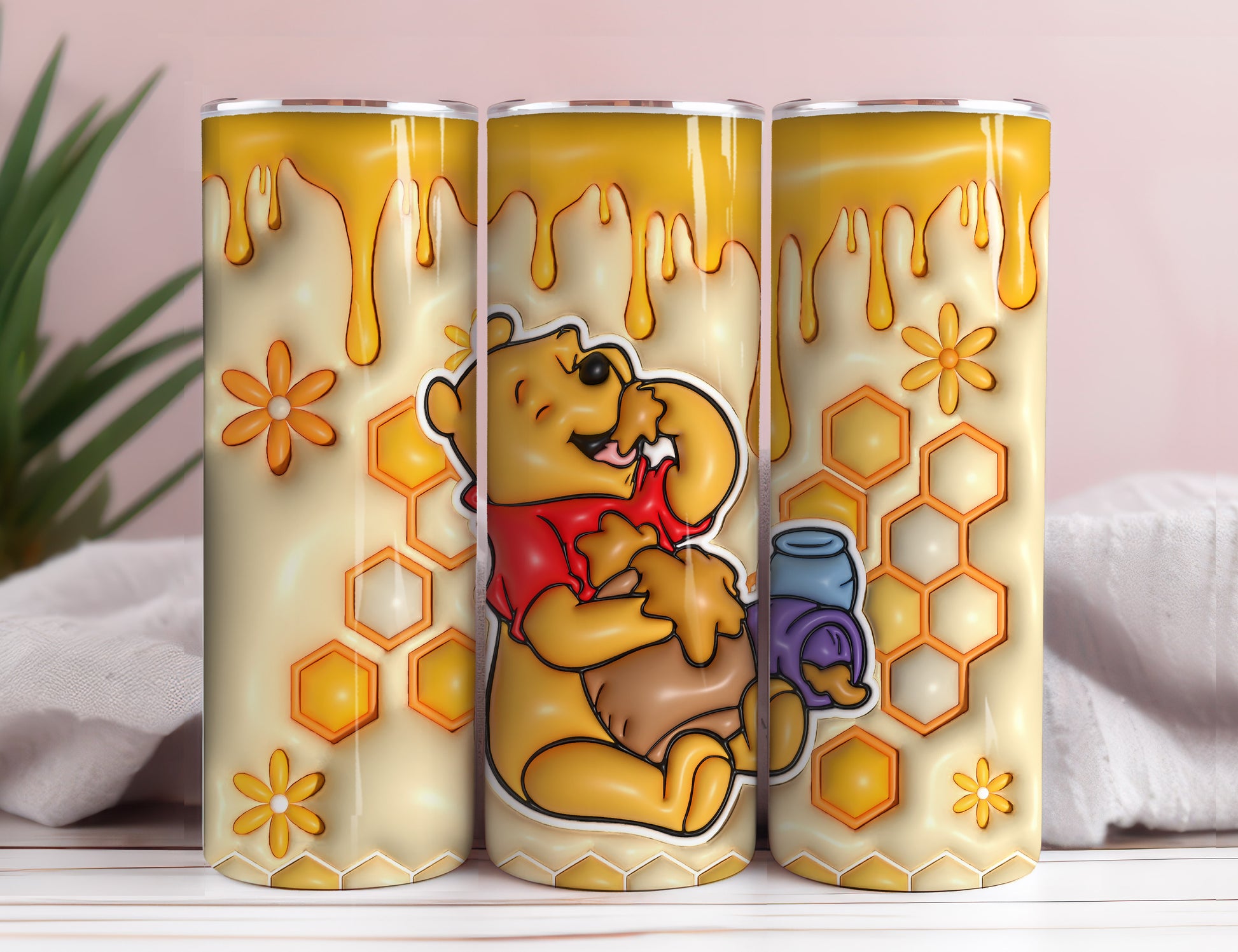 3D Inflated Cartoon Tumbler Wrap, Pooh Tumbler, 3D Winnie Inflated Tumbler Wrap, Puffy Pooh Bear Tumbler, 20oz tumbler PNG Download 6 - VartDigitals