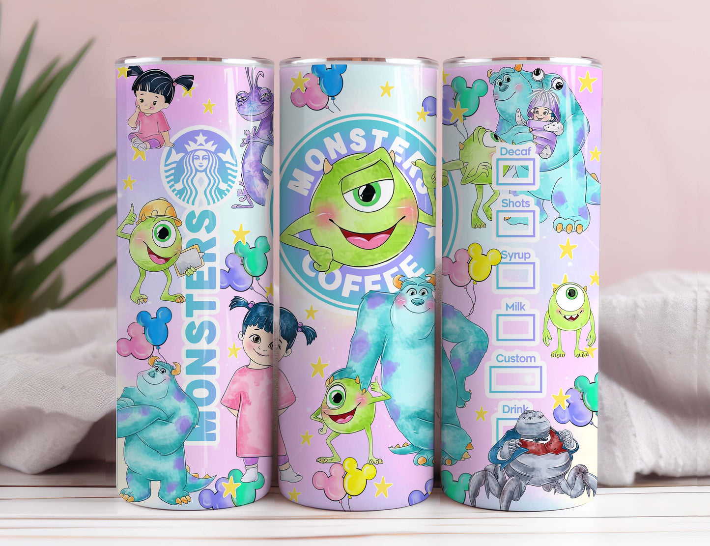 Monsters Tumbler Wrap, 20oz Straight Skinny Wrap, Monster Cartoon Sublimation Design, Monster Aquarell Sublimation Design Digitaler Download