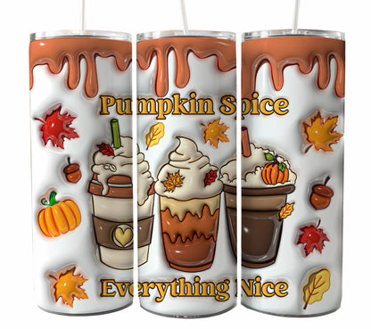 3D inflated Season Fall Tumbler Wrap, 20oz Skinny Sublimation Tumbler Design