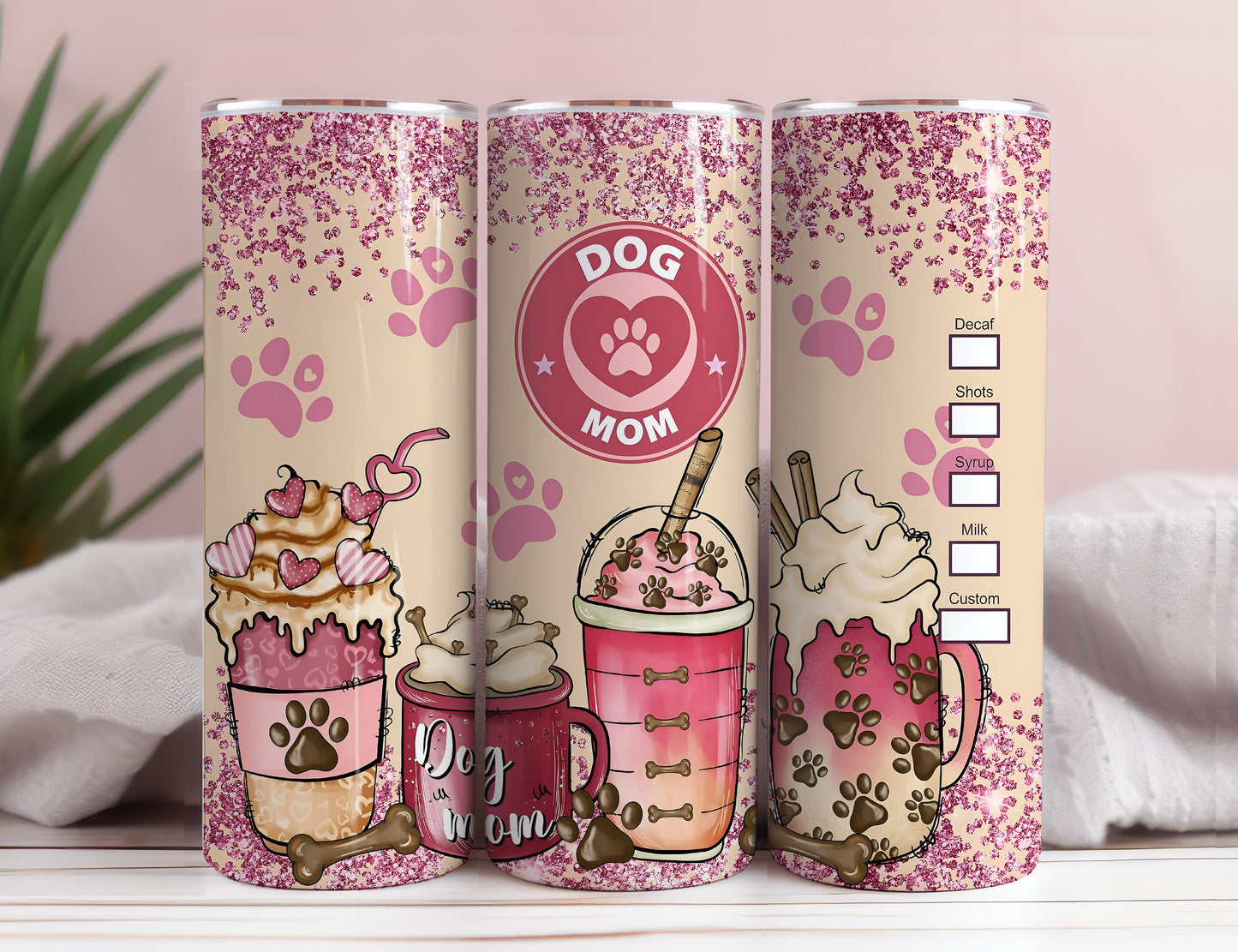 Digital Dog Mom Coffee 20oz Tumbler Wrap - PNG Sublimation 300 dpi - VartDigitals