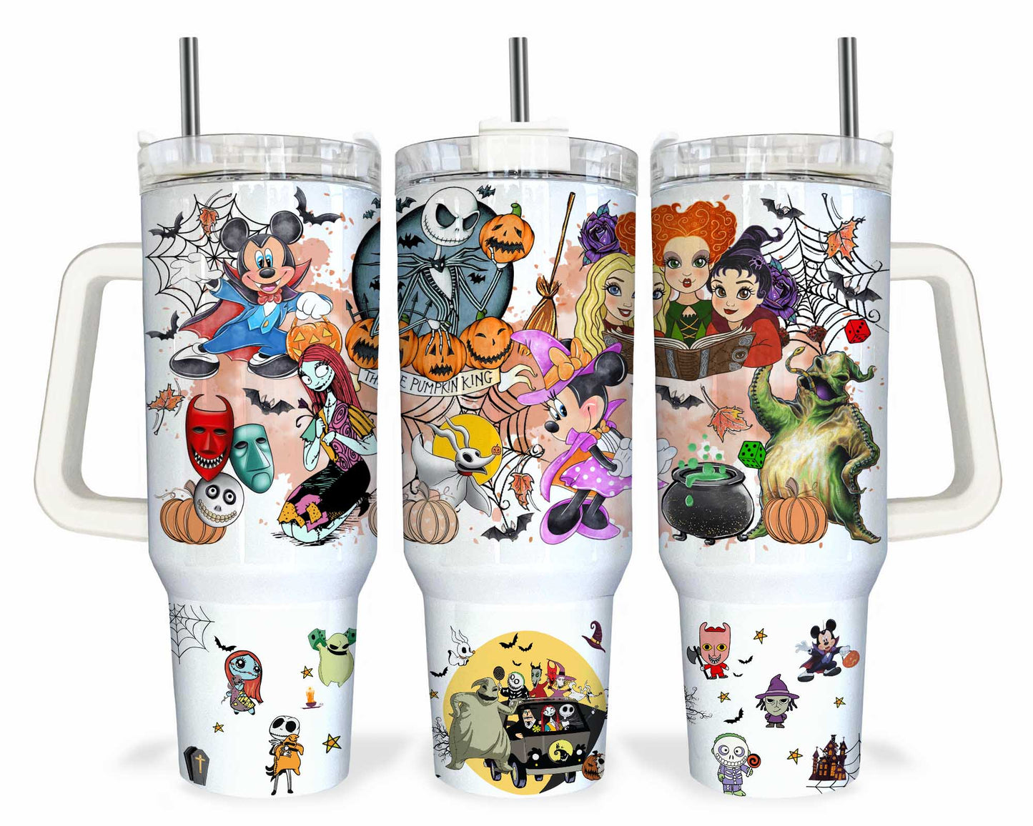 Bundle Cartoon-Figuren 40 oz Tumbler Wrap, Halloween Quencher Tumbler Sublimation, Cartoon Tumbler Png, Princess Wrap, Nightmare Scary