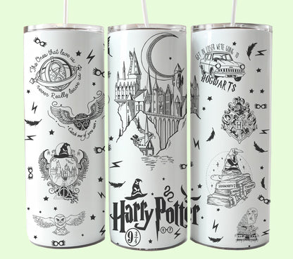 Magischer 20oz Tumbler Wrap PNG, HP Skinny Tumbler Sublimation, Zauberer Tumbler Png, Potterhead Tumbler Png, Hogwarts Wrap, Harry Magic Png