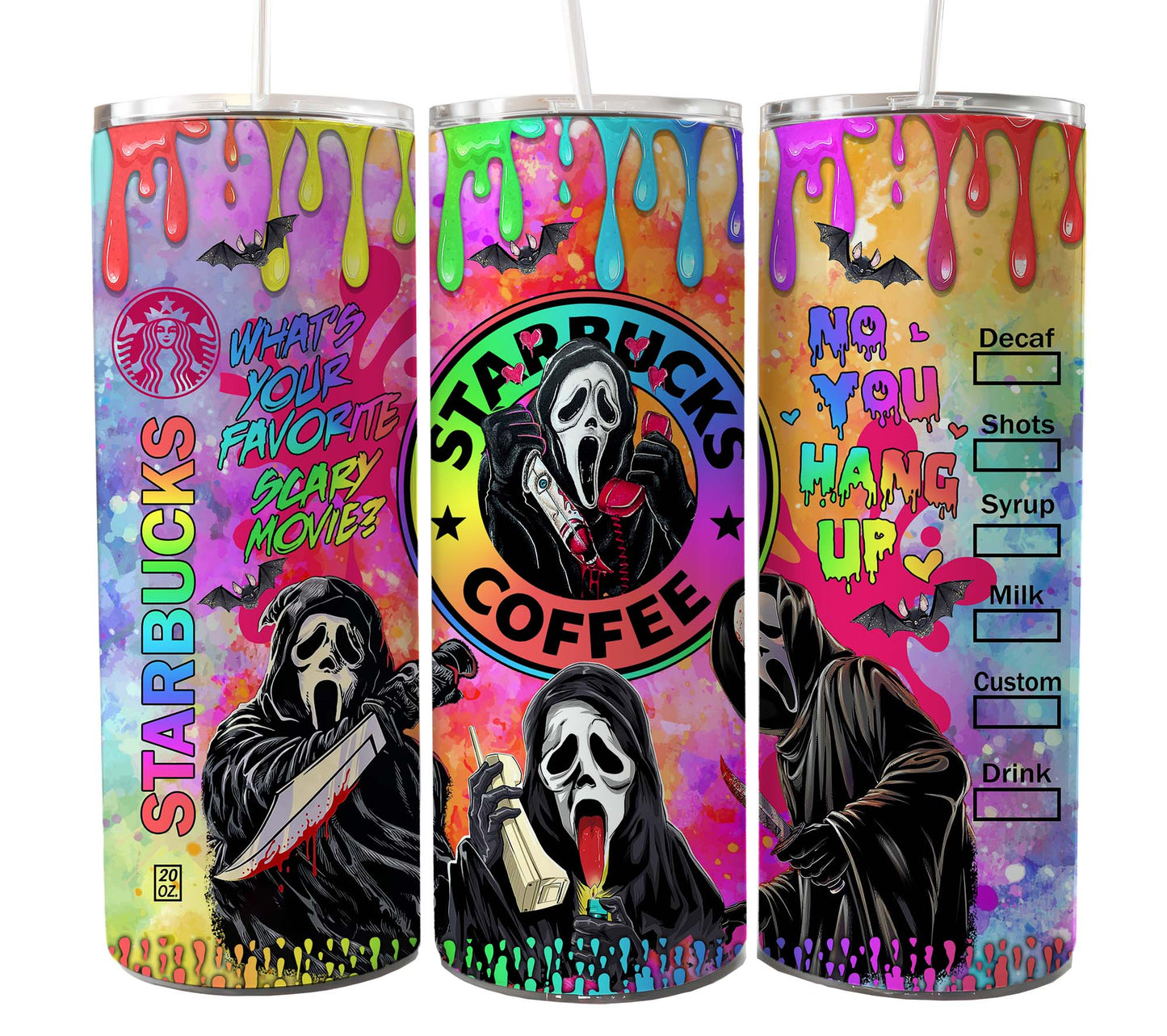 Bundle Horror Charaktere 20oz Skinny Tumbler Sublimation Designs Zeitung Horror Bundle Png Tumbler Straight Digital Download 2