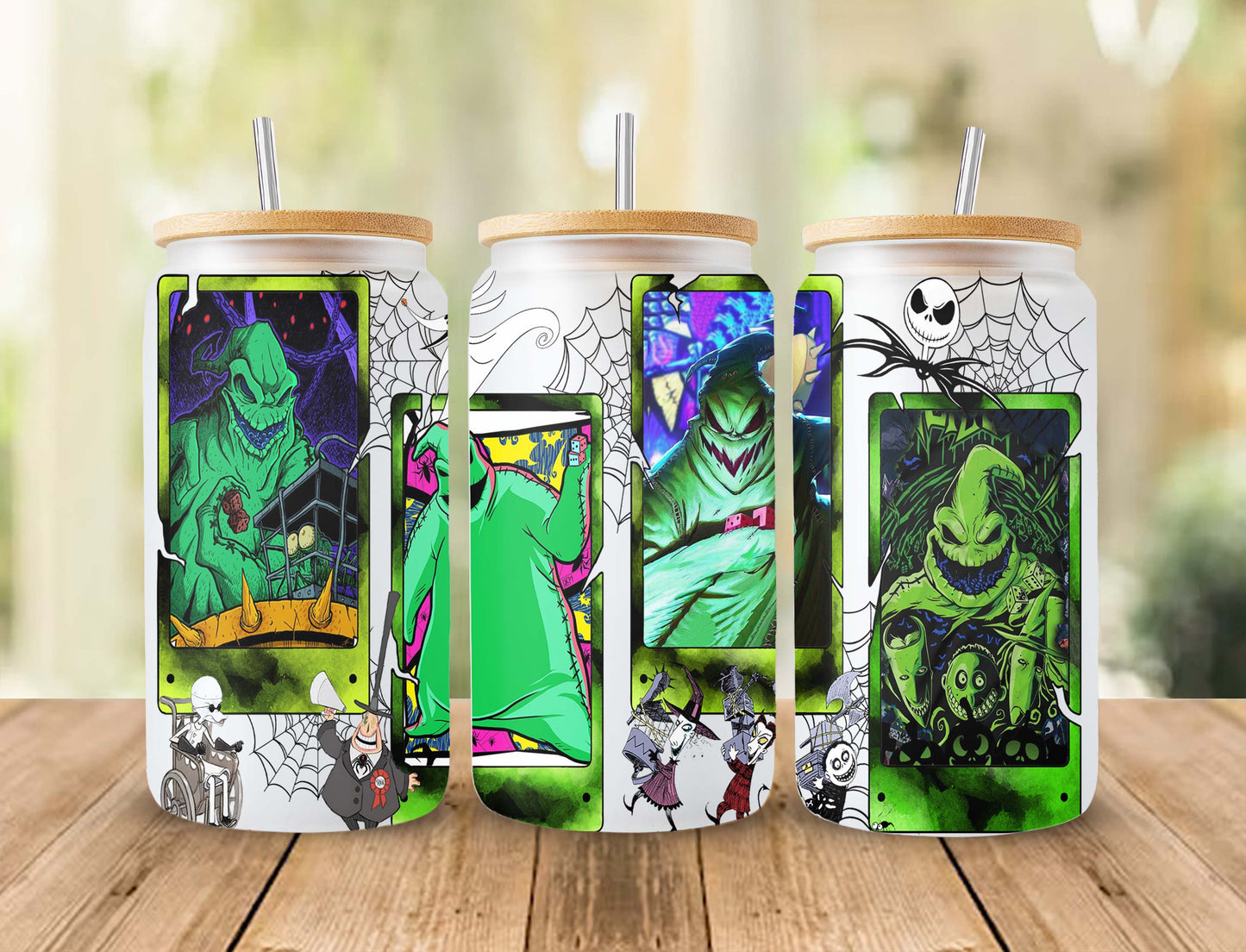 Horror Charakter Tumbler Wrap, 16oz Dose Glas Wrap, Cartoon Dose Glas, Gruselige Vibes Dose Glas, Halloween Png, Sublimation Design Png 