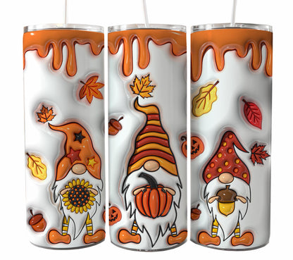 3D inflated Season Fall Tumbler Wrap, 20oz Skinny Sublimation Tumbler Design