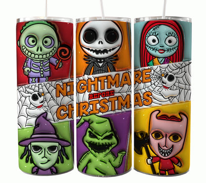 Nightmare Before Christmas Cartoon Charakter Tumbler Wrap Valentinstag 20Oz Tumbler Wrap Png Jack und Sally Tumbler Sublimation Design