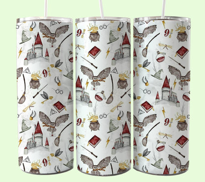 Magischer 20oz Tumbler Wrap PNG, HP Skinny Tumbler Sublimation, Zauberer Tumbler Png, Potterhead Tumbler Png, Hogwarts Wrap, Harry Magic Png