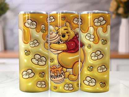 3D Inflated Cartoon Tumbler Wrap, Pooh Tumbler, 3D Winnie Inflated Tumbler Wrap, Puffy Pooh Bear Tumbler - VartDigitals