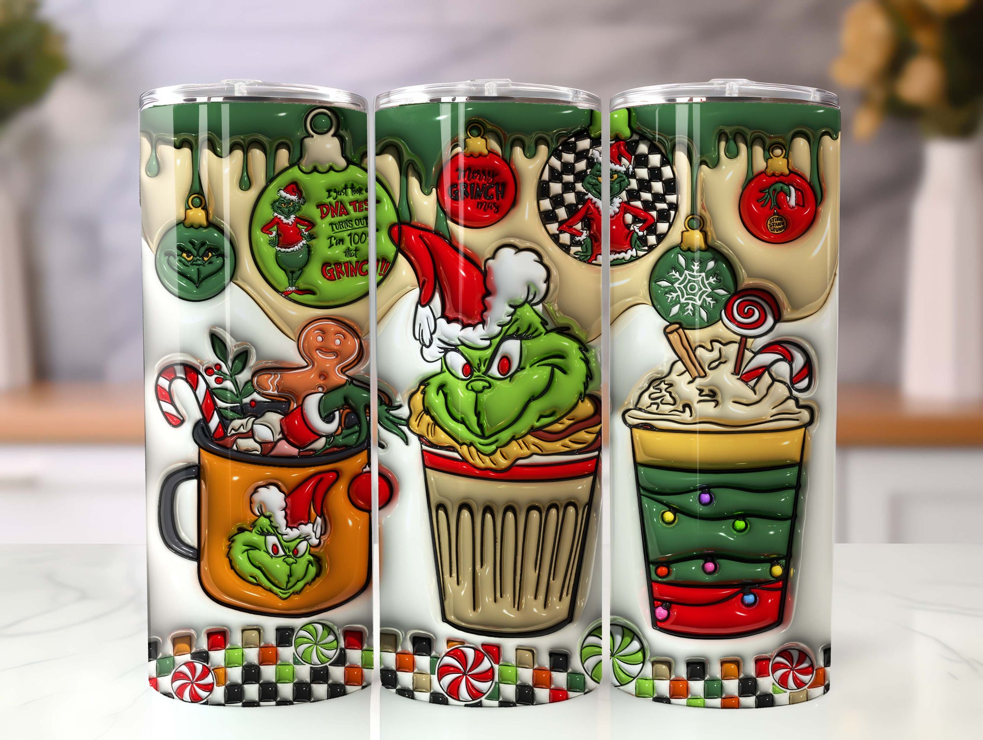 Inflated Christmas Tumbler, Merry Christmas,  3D Coffee Christmas Tumbler, Tumbler Wrap, Inflated Tumbler, 20oz Skinny Sublimation,3D Puffy - VartDigitals