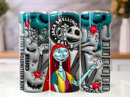 3D Inflated Horror Character Tumbler Wrap, 20oz Skinny Tumbler, The Lovers Tumbler, Spooky Vibes Png, Halloween Png, Sublimation Design Png - VartDigitals